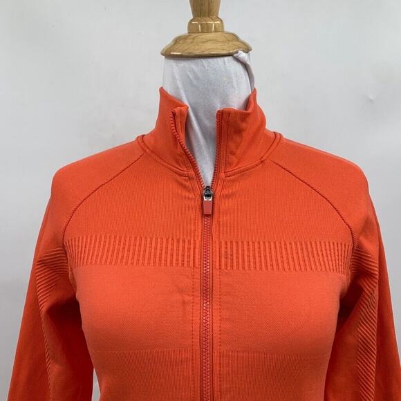 Fabletics Jacket Womens S Small Tangerine Tory Cropped Seamless Full Zip Mock - Picture 3 of 11